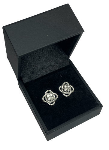 Boucles d'oreilles BOUCLES D'OREILLES  DIAMANTS MOTIF "ROSE" 58 Facettes