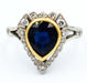 Ring Vintage Heart Ring Gold Sapphire 2 carats Diamonds 58 Facettes