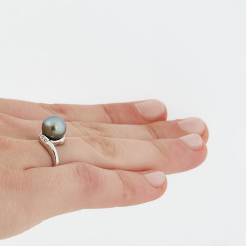 Bague 52 Bague Or blanc Perle Diamants 58 Facettes REF 5032/34