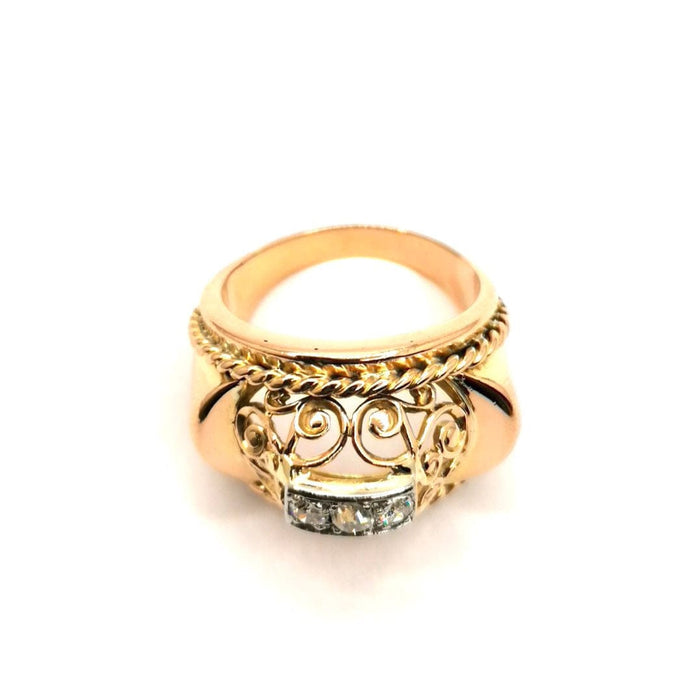 Bague 63 Bague vintage or jaune et diamants 58 Facettes 2550