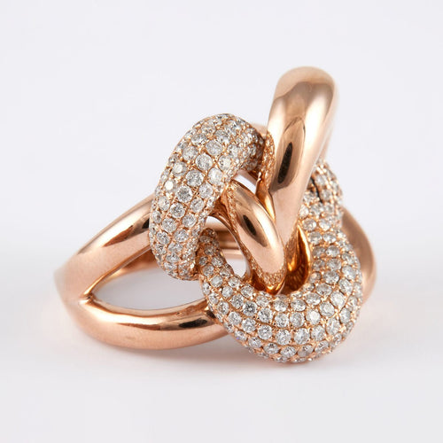 Bague 60 Bague Noeud Diamants Or rose 58 Facettes