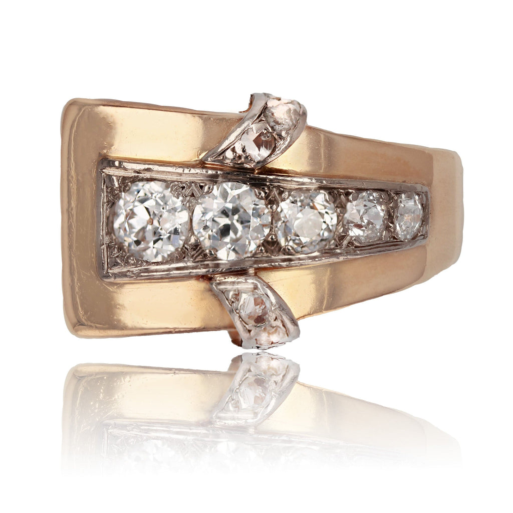 Bague tank asymétrique diamants 7190563192981 58 Facettes