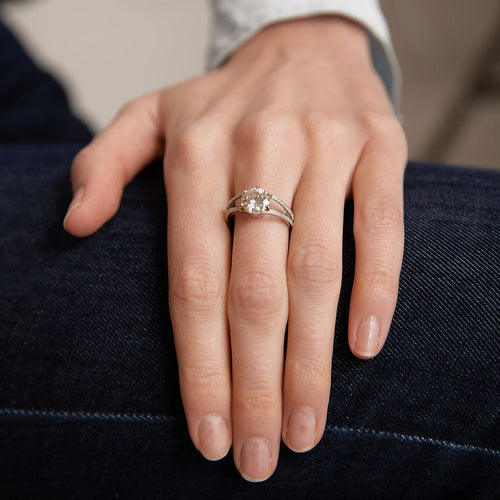 Bague 52 Bague Solitaire en or blanc, diamant 58 Facettes