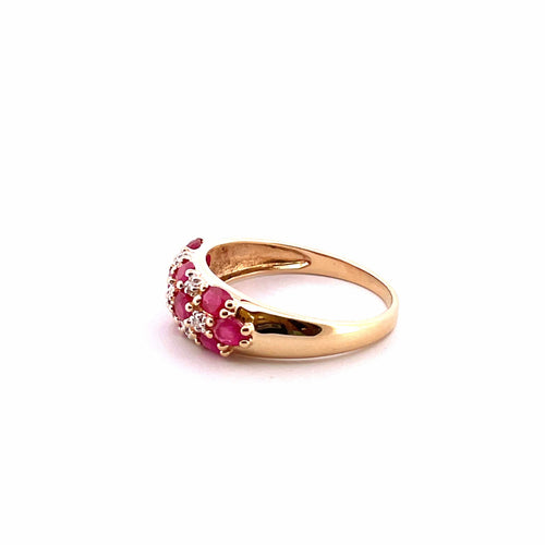 Bague Bague en Or jaune rubis & diamants 58 Facettes