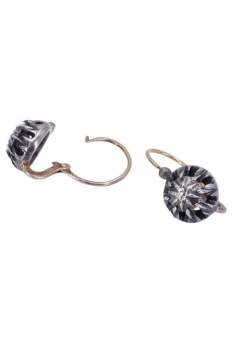Boucles d'oreilles DORMEUSES ANCIENNES OR JAUNE ARGENT DIAMANTS 58 Facettes 078391
