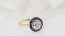 Ring 54 Old ring in yellow gold with calibrated sapphires and diamonds 58 Facettes 32179