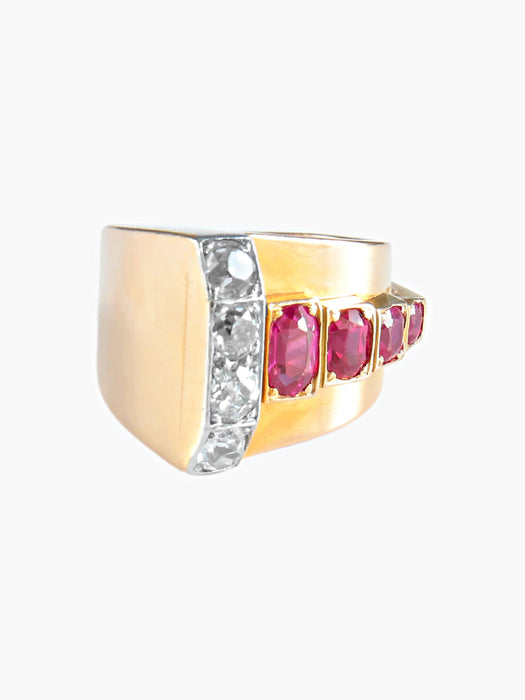 Bague 52 Bague rubis diamants or jaune 58 Facettes 54-6