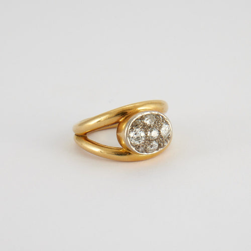 Bague 53 Bague double en or jaune et diamants 58 Facettes