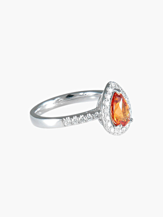 Bague 52 Bague Tourmaline orange Diamants 58 Facettes