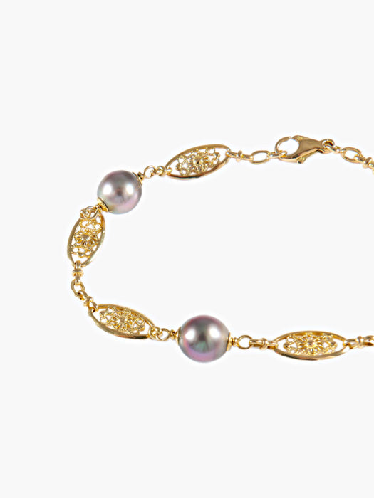 Bracelet Bracelet Or Jaune Perles de Tahiti 58 Facettes