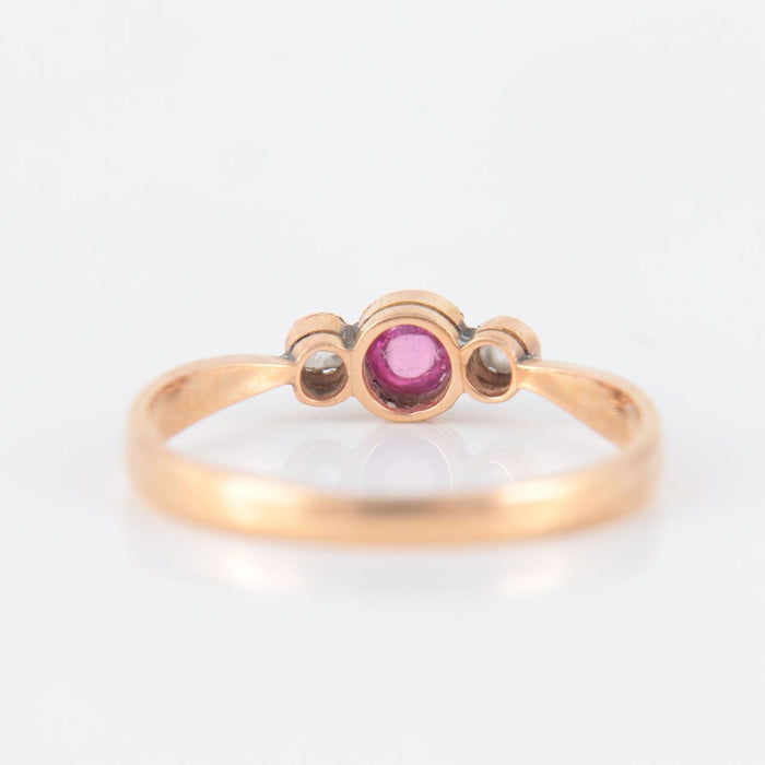 Bague 54.5 Bague or rose, rubis, diamants 58 Facettes P5L15