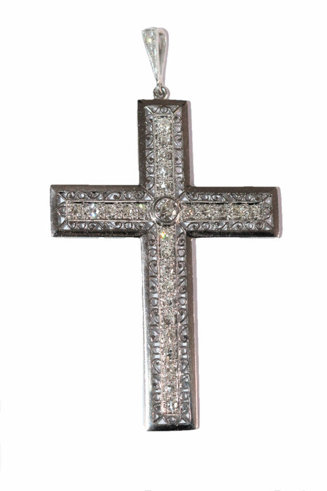 Pendentif Pendentif Croix Platine Diamants Art Déco 58 Facettes 529