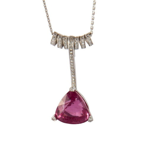 Collier Collier Or Gris Tourmaline Rose 58 Facettes