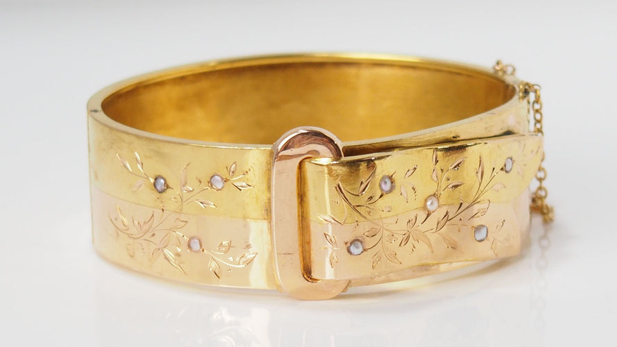 Bracelet Bracelet en Or rose et jaune, et Perles fines 58 Facettes 28869