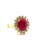 Ring 55 Pompadour Ring Yellow Gold Ruby Diamonds 58 Facettes