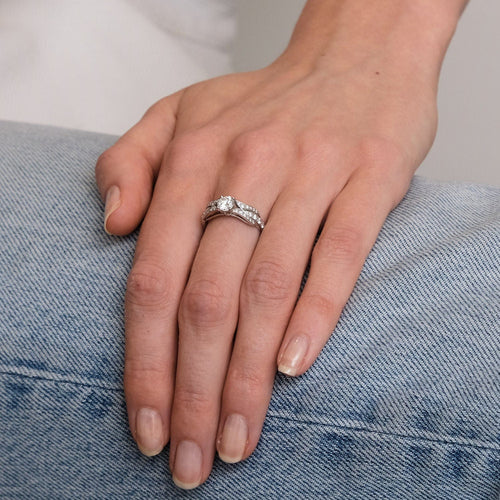 Bague 54 Bague Tulipe Or Gris Diamants 58 Facettes