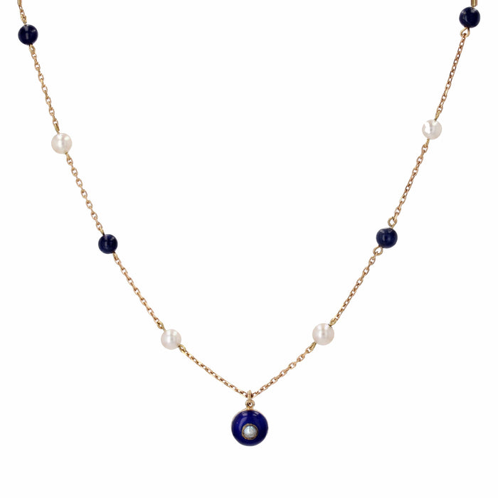 Collier Collier Or, Perles de culture et de Lapis lazuli 58 Facettes APCB-5248217