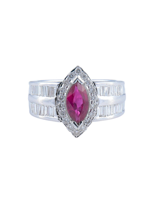 Bague 52 Bague Marquise Rubis Diamants 58 Facettes