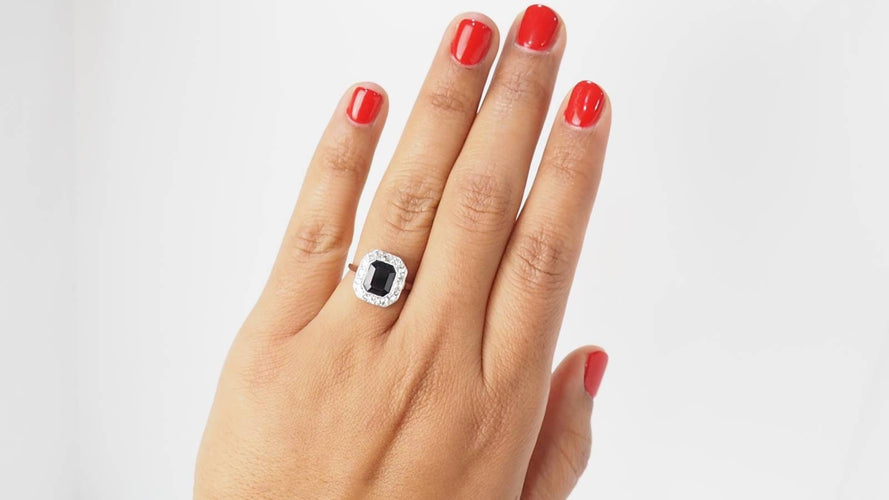 Bague 53 Bague en platine saphir et diamants 58 Facettes 32197