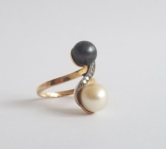 Bague 57 Bague Perles de culture et diamants anciens 58 Facettes