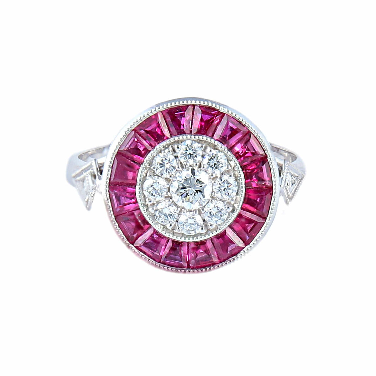 Bague En Or Jaune 18 Carats Avec Rubis Et Diamants - Poids 4.40g - Taille 50 - Style Cocktail - Neuf Avec étiquettes