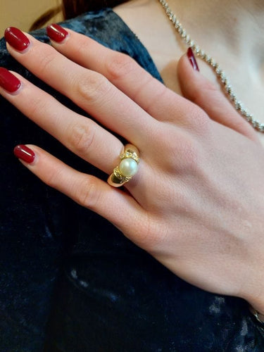 Bague 51 BAGUE PERLE ET DIAMANTS 58 Facettes 079031