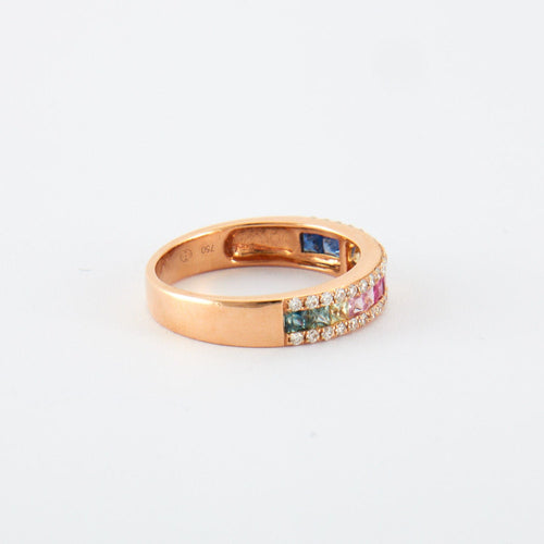Bague Bague en or rose, diamants & saphirs 58 Facettes