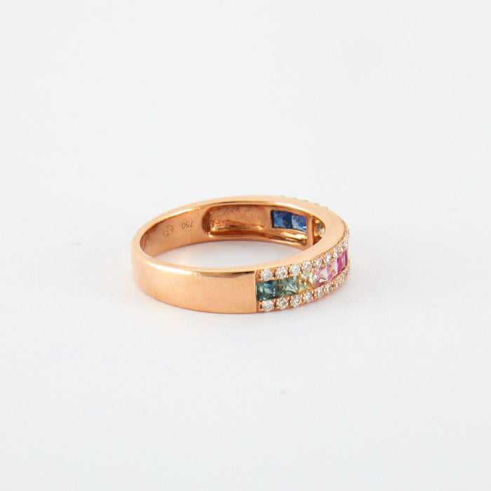 Bague Bague en or rose, diamants & saphirs 58 Facettes