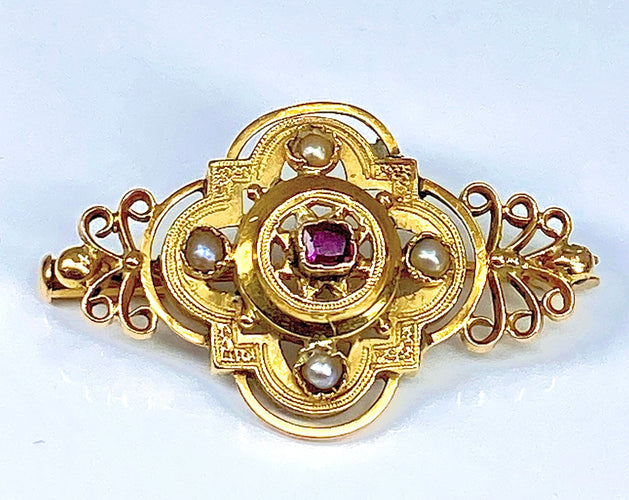 PLAQUé or ancienne pique broche ,chapeau =perle couleur bisautée PLAQUé or ancienne pique broche ,chapeau =perle couleur bisautée