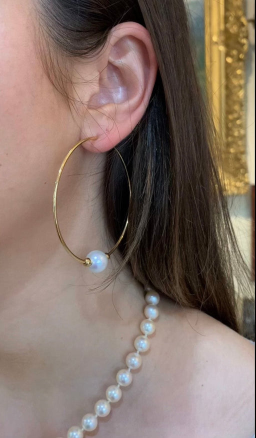 Boucles d'oreilles Créoles Perles Or Jaune 58 Facettes BO235