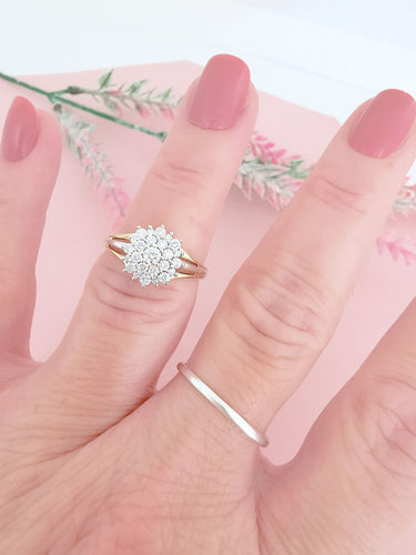 Bague 54.5 Bague Fleur Or deux tons & Diamants 58 Facettes AA 1576