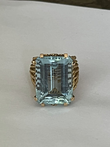 Bague 52 Bague Or Jaune Aigue-Marine 58 Facettes LOT 4432