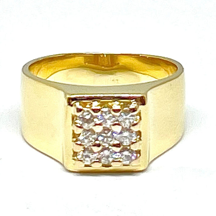 Bague Chevalière en or jaune, diamants 58 Facettes