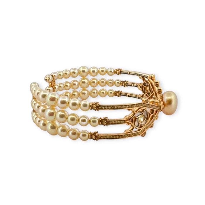 Bracelet Bracelet signé Alessio Boschi , or , perles et diamants jaunes 58 Facettes