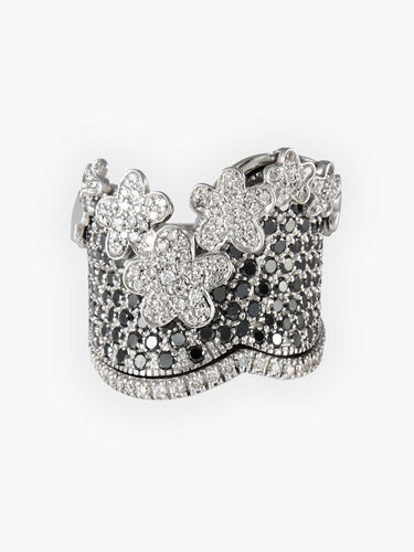 Bague Bague Pavage Diamants noirs et blancs 58 Facettes HS16206