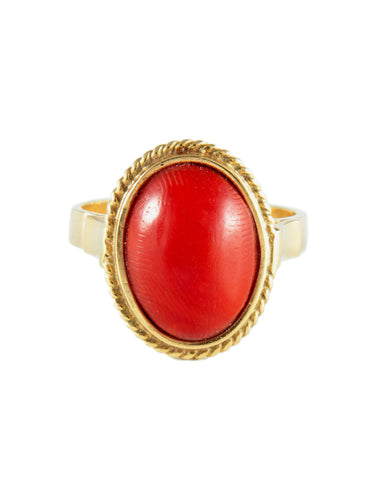 Bague Bague Ancienne Or Jaune et Corail 58 Facettes