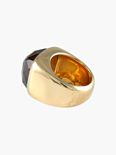 Bague 55 Bague Chevalière Pianegonda Quartz fumé 58 Facettes