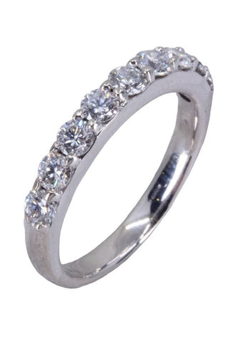 Bague 55 Demi alliance Or blanc Diamants 58 Facettes 079981