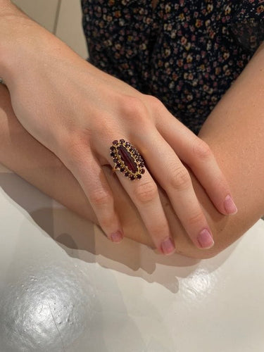 Bague BAGUE MARQUISE ANCIENNE GRENATS 58 Facettes 052441