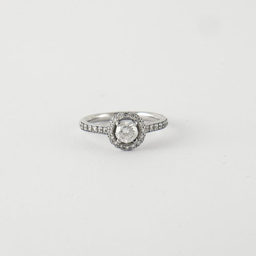 Bague 50 Bague Solitaire Or blanc Diamants 58 Facettes