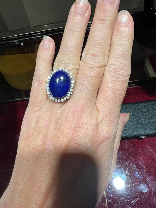 Bague 55 bague lapis lazuli pavage diamants 58 Facettes 7231