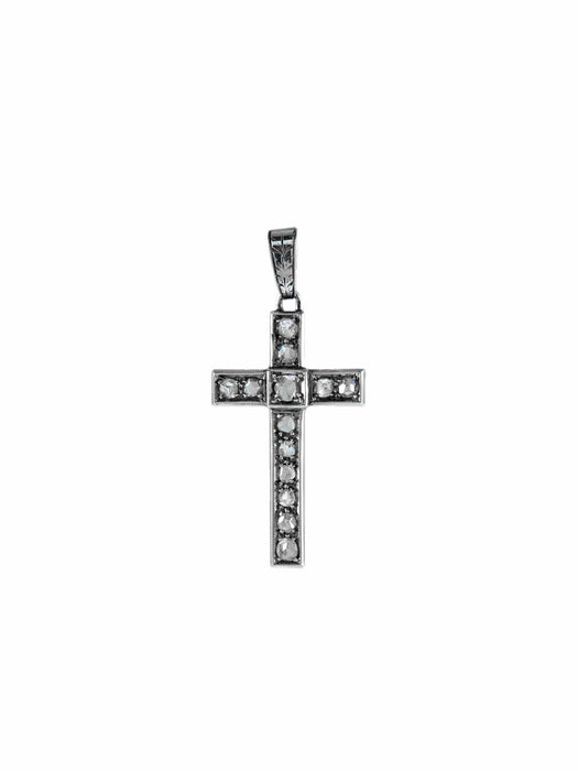 Pendentif Grande croix 2 Ors Diamants 58 Facettes