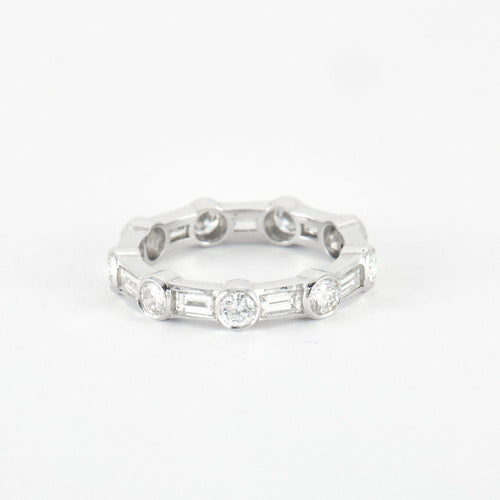 Bague Bague en Or Blanc 18 carats sertie de diamants naturels 58 Facettes