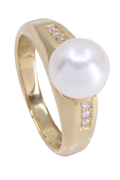 Bague 53 Bague Or jaune Perle Diamant 58 Facettes 081971