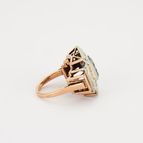 Bague 49 Bague Art Déco Saphir Diamants 58 Facettes