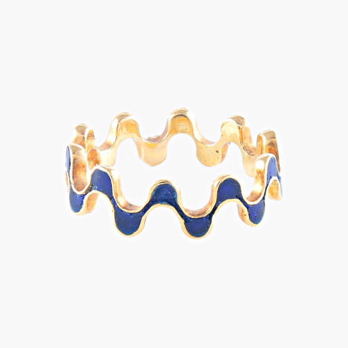 Bague 47 Anneau Vague Bleue 58 Facettes