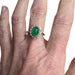 Ring 55 Art Deco style platinum rosette ring with diamonds and emerald 58 Facettes Q12B