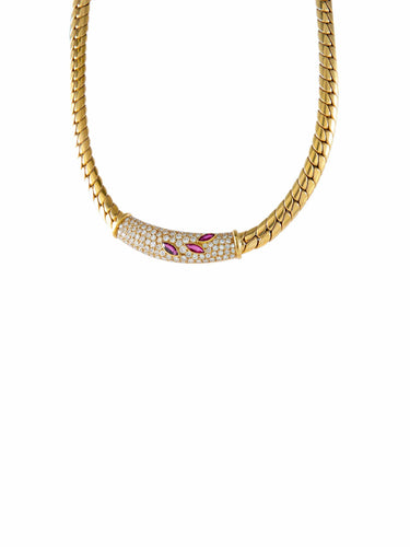 Collier Collier Or jaune Diamants Rubis 58 Facettes
