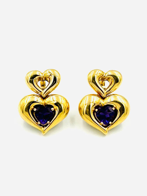 VAN CLEEF & ARPELS earrings. Yellow gold and amethyst earrings 58 Facettes