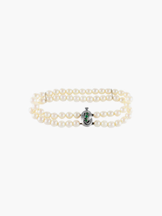 Bracelet Bracelet Vintage Perles Emeraude 58 Facettes